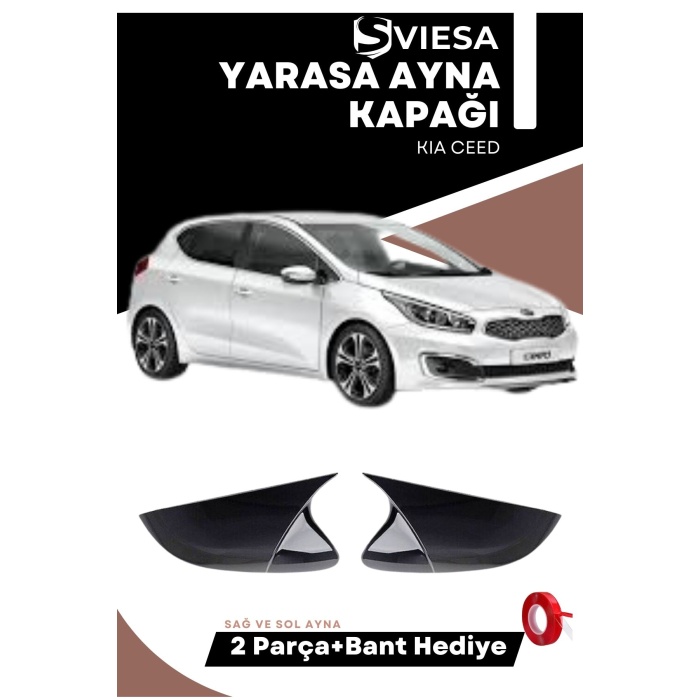 Kia Ceed 2012-2017 Uyumlu Batman Yarasa Ayna Kapağı Piano Black
