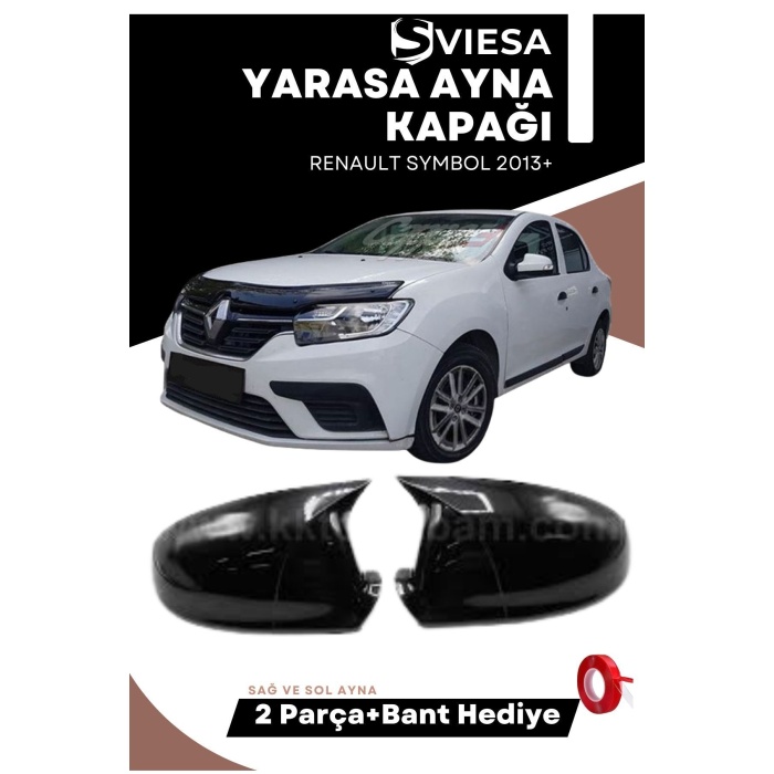 Renault Symbol 2013+ Uyumlu Batman Yarasa Ayna Kapağı Piano Black