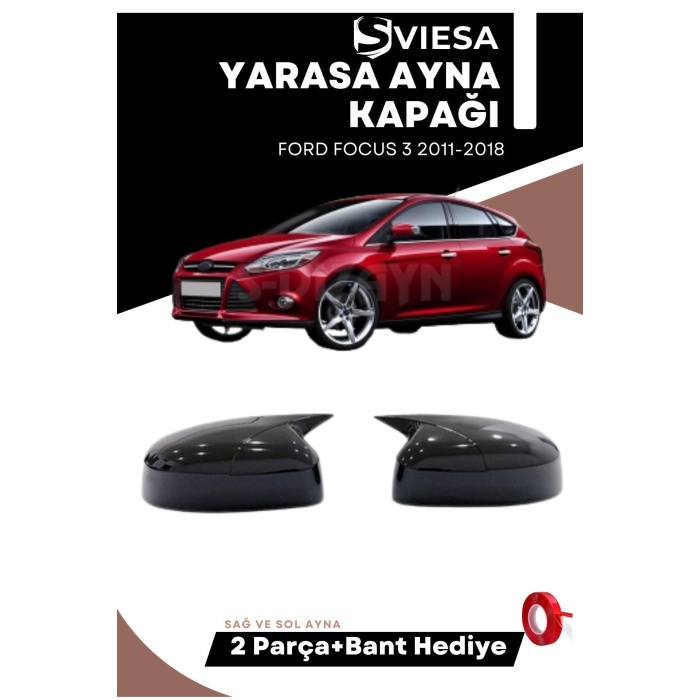 Ford Focus 3 2011+ Uyumlu Batman Yarasa Ayna Kapağı Piano Black