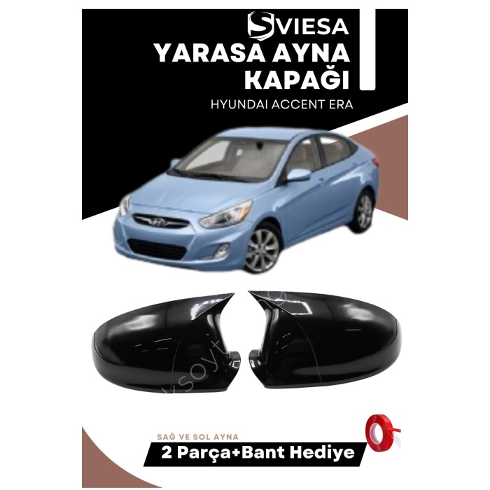 Hyundai Accent Era 2006+ Uyumlu Batman Yarasa Ayna Kapağı Piano Black