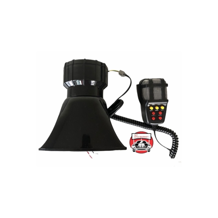 Tiger Marketing 7 Sesli Mikrofonlu Megafon Siren 100 Watt Yüksek Sesli 12 Volt Dat Dat