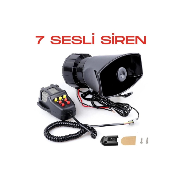 Her Araca Uyumlu Universal 7 Sesli Konuşmalı Mikrofonlu Megafonlu Siren