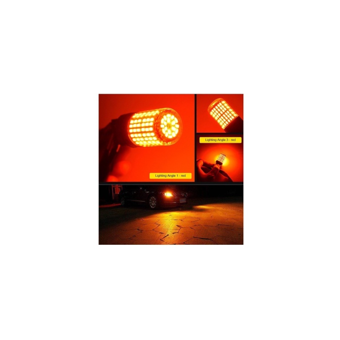 Tiger Marketing 93 Tek Duy Led P21w 1156 Ba15s 144 Ledli Ultra Güçlü Kırmızı Işık (2 ADET)