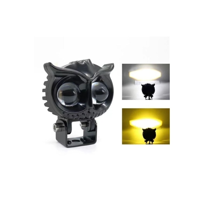 2.5 Inç Motosiklet Far Led Spot Beyaz Sarı Sürüş Lambası Iki Renk Baykuş Farlar 12v-20v