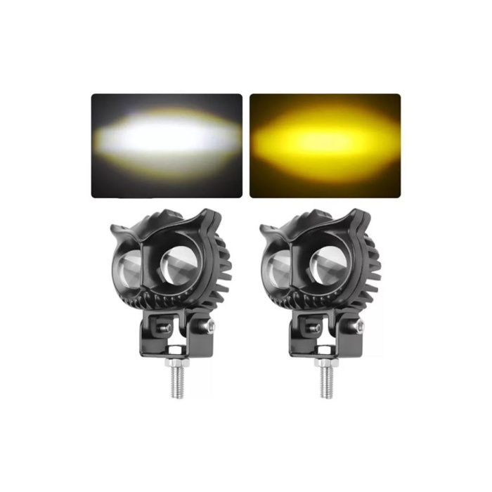 2.5 Inç Motosiklet Far Led Spot Beyaz Sarı Sürüş Lambası Iki Renk Baykuş Farlar 12v-20v