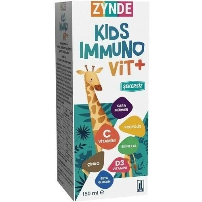Zynde Kids Immuno Vit+ Kara Mürver, Beta Glukan Sıvı 150 Ml Şurup 8699525579591
