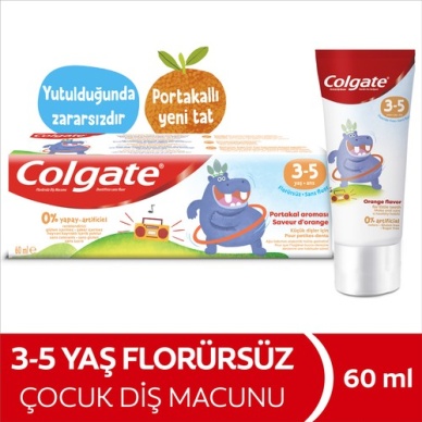 Colgate 3-5 Yaş Portakal Aromalı Florürsüz Çocuk Diş Macunu 60 Ml
