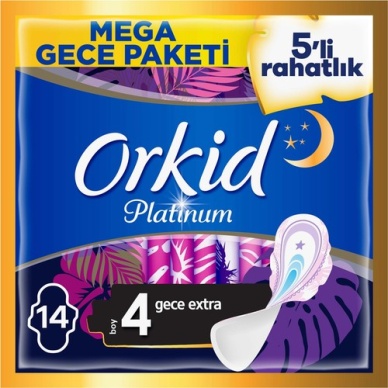 Orkid Platinum Gece Extra Hijyenik Ped 14 Adet Mega Gece Paketi