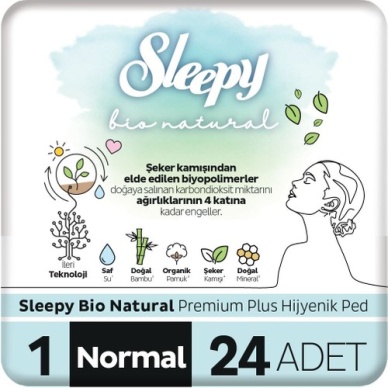 Sleepy Bio Natural Premium Plus Hijyenik Ped Normal 24 Adet Ped