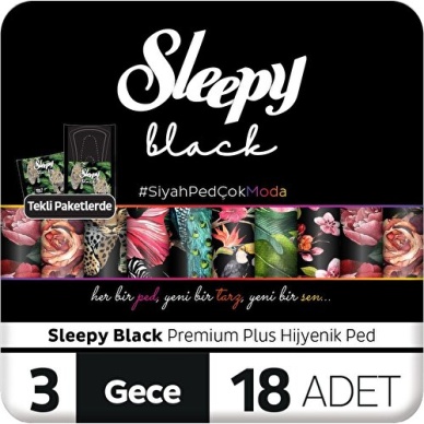 Sleepy Black Premium Plus Hijyenik Ped Gece 18 Adet Ped