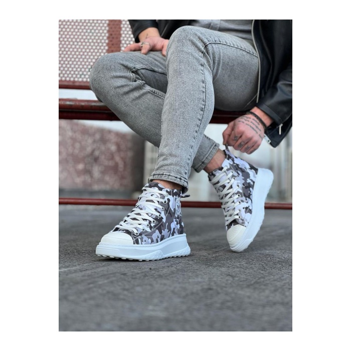 WG017 Beyaz Askeri Yarım Bilek Casual Ayakkabı