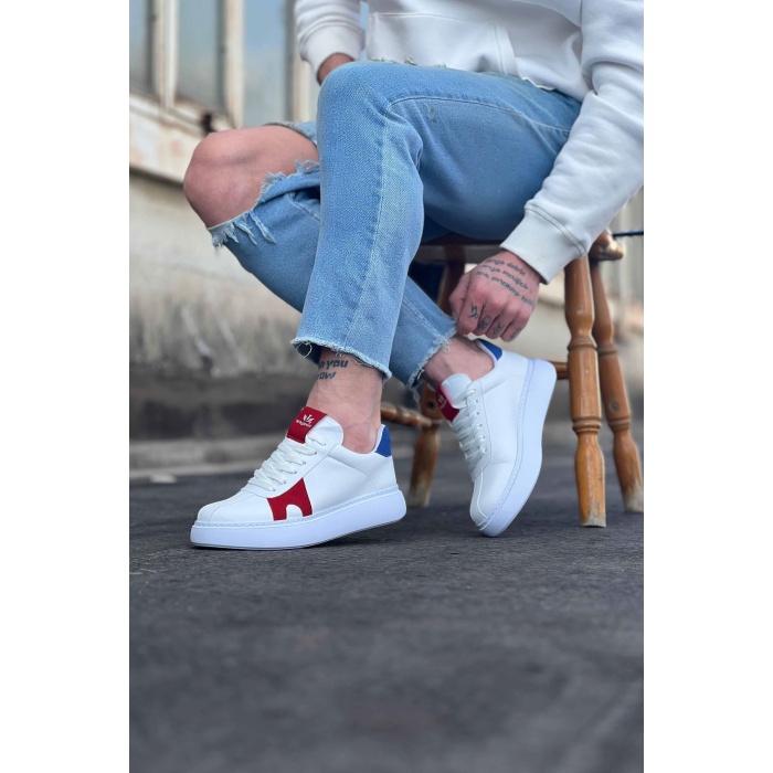 WG040 Beyaz Kırmızı Erkek Casual Ayakkabı