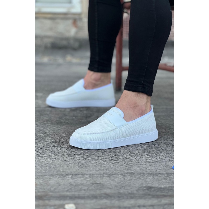 WG061 Beyaz Triko Babet Erkek Casual Ayakkabı