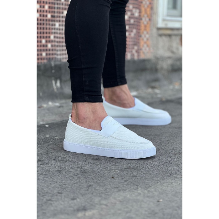 WG061 Beyaz Triko Babet Erkek Casual Ayakkabı
