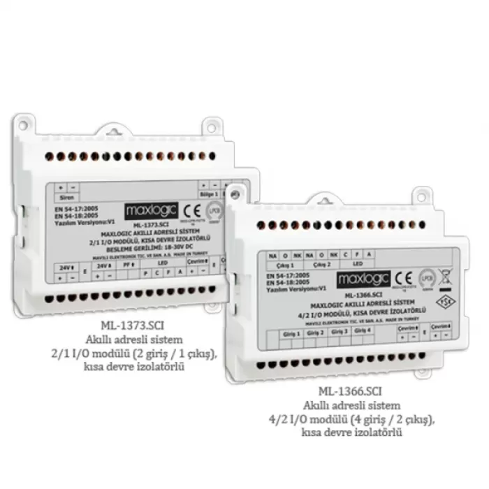 MaxLogic ML-1371.SCI Akıllı adresli sistem siren kontrol modülü, 1 çıkışlı, kısa devre izolatörlü