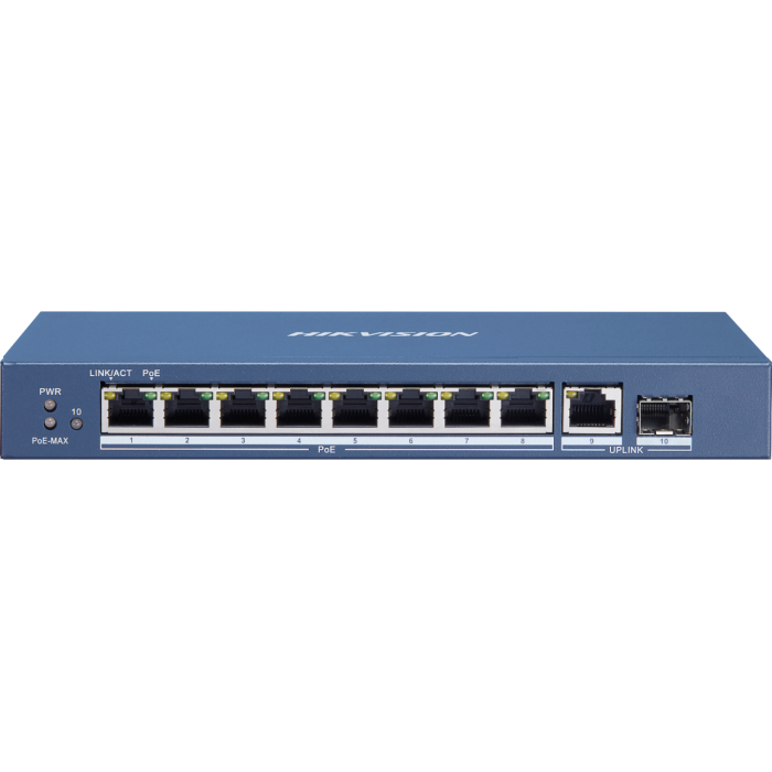 Hikvision DS-3E0510P-E/M 8-Port Gigabit Yönetilemez PoE Anahtarı