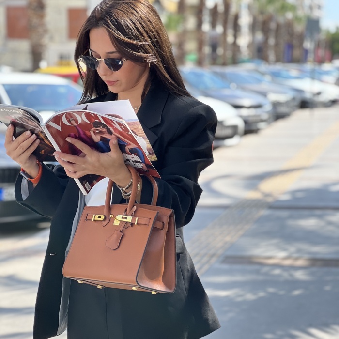 KELLY TABA RENK KADIN ASKILI DERİ ÇANTA