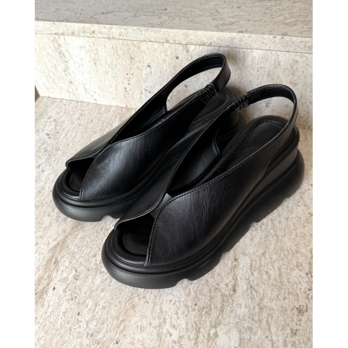 TWİNS SİYAH KADIN SANDALET LASTİKLİ
