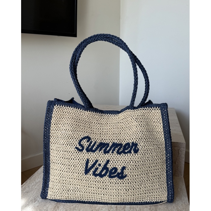 SUMMER VİBES LACİVERT  İTHAL YENİ SEZON KADIN ÇANTA