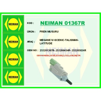 Fren Musuru Megane Iv-Scenıc-Talısman-Latıtude 253201367R-253206454R-253205824R