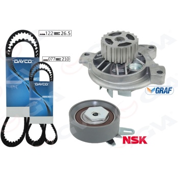 Devirdaimli Triger Seti 122X26.5 Transporter T4 2.4D 90-03 Aja K065323xs 2 Kayış 1 Gergi 074198119A-074198119F-074198119J