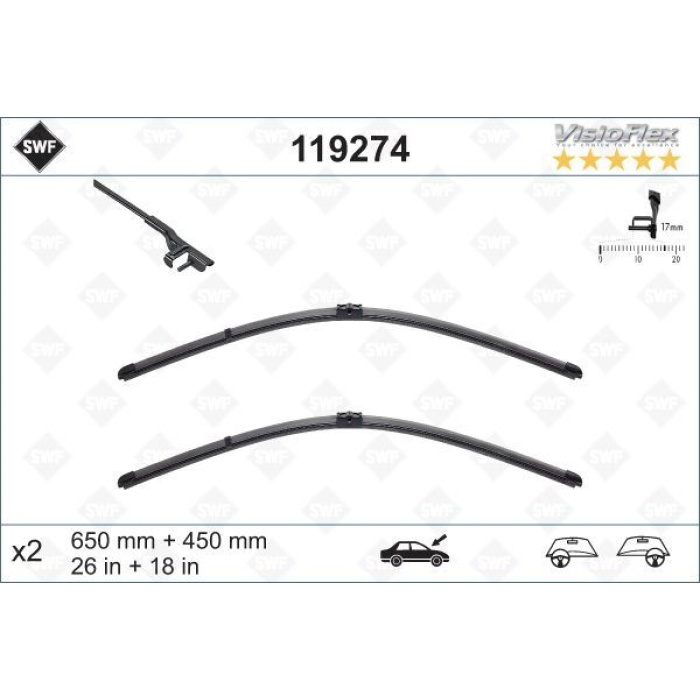 Sılecek Supurgesı Takımı 650Mm / 450Mm Bmw F10 F11 Swf 61612458016