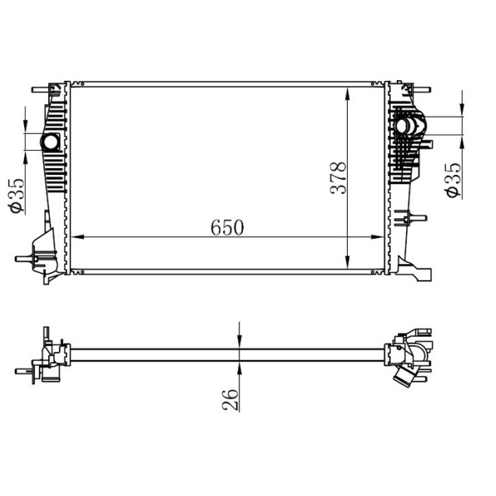 Motor Su Radyatörü Brazing Fluence 10&gt; Megane Iıı 09&gt; Sc Nıc Iıı 09&gt; 1.6Dci 1.9Dci Mek 650X378x26 214100016R