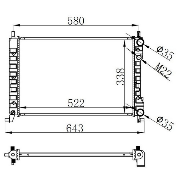 Radyatör Brazing Palıo-Albea-Strada 96&gt;1.2-1.4-1.6 16V Klimasız Mek 522X359x23 46417059-46548485-46750718