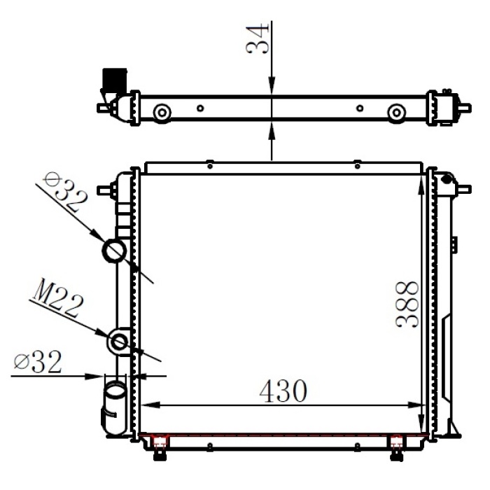 Radyatör R19 Alıze 1.6 Enj. 88 &gt; Mek. 430X388x34 Mt 7702253648-7702247653