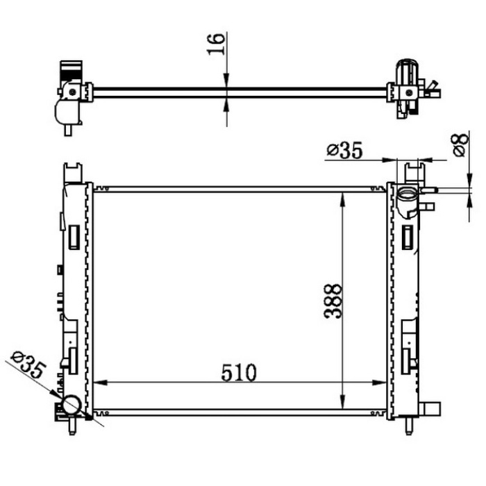 Motor Su Radyatoru Captur I 12&gt; Clıo Iv 12&gt; Dokker 12&gt; Symbol Iıı 14&gt; Sandero Iı 12&gt; 0.9 Tce 1.2 Tce 1.5 Dcı 1.6 506X414x18 Mekanik 214107326R-214100055R