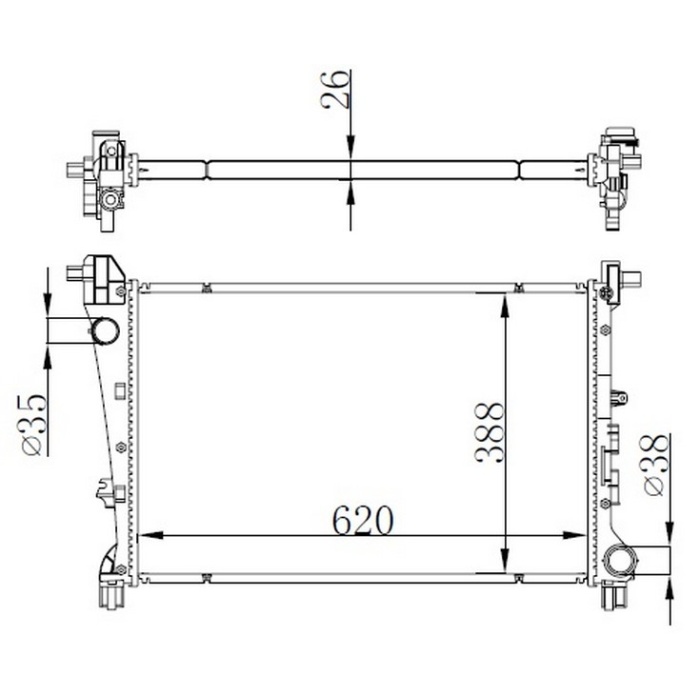 Radyatör Fıat Egea 1.3-1.6 Multijet-1.4 Al-Pl-Brz 620X398x26 52052630