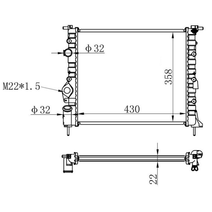Radyatör Brazing Clıo Iı-Logan 04&gt;Kng 01&gt;Mgn 96&gt;1.4-1.61.5D-1.9 Klimasız Mek 430X358x22 7700838134-7700836301-7700436693