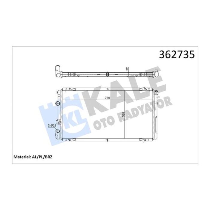 351020 Motor Su Radyatörü Renault Master Iı 01&gt; Opel Movano 01&gt; 1.9Dci 2.5Dci 2.8 Dtı Mt Ac-Nac Brazıng 730X388x32 7701043693-7701046210-2140000QAH