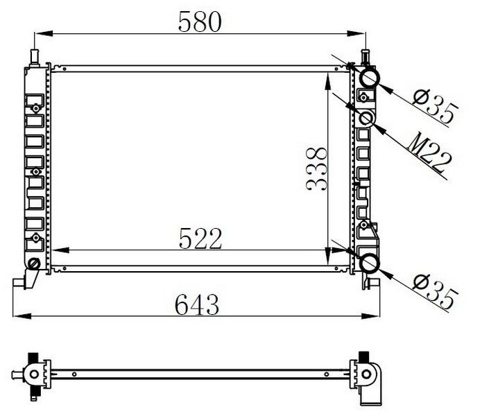 Radyatör Brazing Palıo-Albea-Strada 96&gt;1.2-1.4-1.6 16V Klimasız Mek 522X359x23 46417059-46548485-46750718