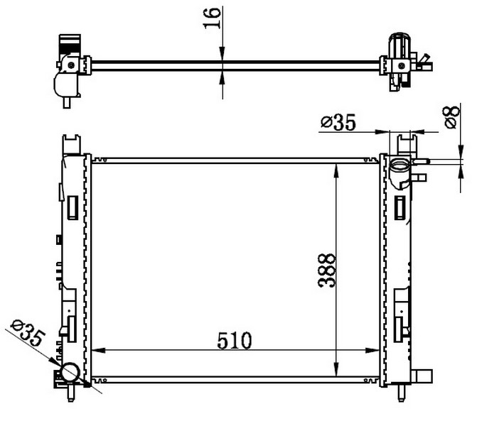 Motor Su Radyatoru Captur I 12&gt; Clıo Iv 12&gt; Dokker 12&gt; Symbol Iıı 14&gt; Sandero Iı 12&gt; 0.9 Tce 1.2 Tce 1.5 Dcı 1.6 506X414x18 Mekanik 214107326R-214100055R