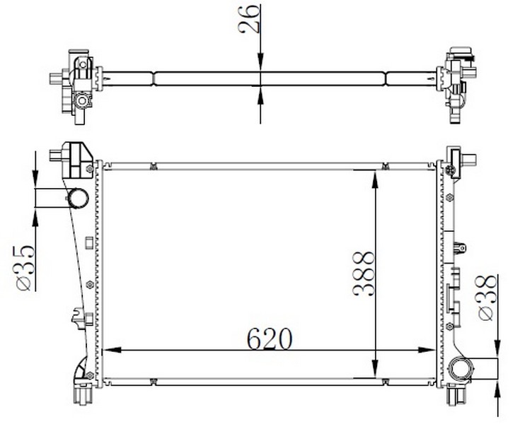 Radyatör Fıat Egea 1.3-1.6 Multijet-1.4 Al-Pl-Brz 620X398x26 52052630