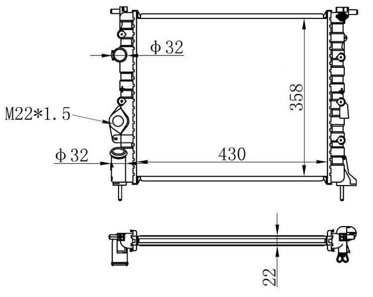 Radyatör Brazing Clıo Iı-Logan 04&gt;Kng 01&gt;Mgn 96&gt;1.4-1.61.5D-1.9 Klimasız Mek 430X358x22 7700838134-7700836301-7700436693