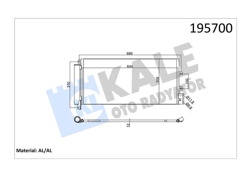 Klima Kondenseri Lınea 1.3 Jtd 628X305x12 1 Sıra Alb Sistem 51785227-1785227