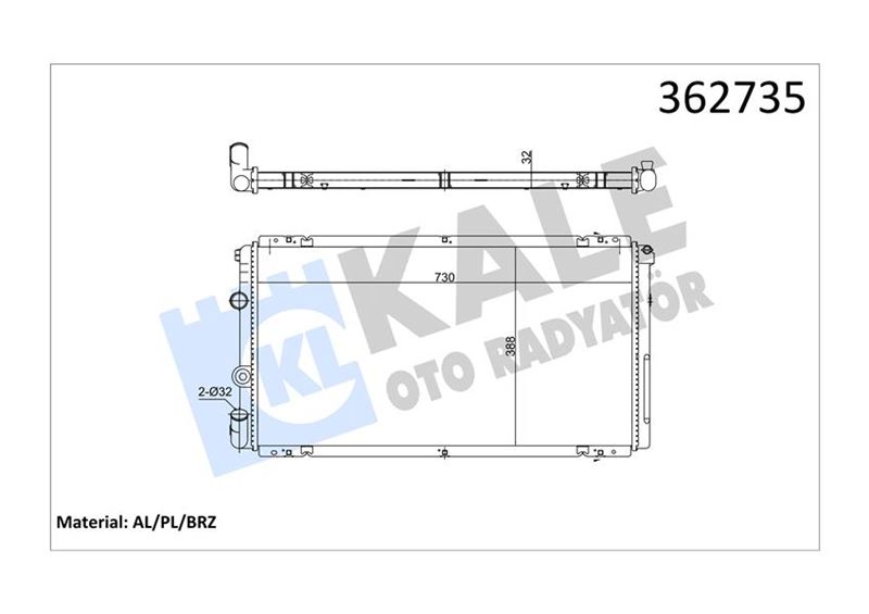 351020 Motor Su Radyatörü Renault Master Iı 01&gt; Opel Movano 01&gt; 1.9Dci 2.5Dci 2.8 Dtı Mt Ac-Nac Brazıng 730X388x32 7701043693-7701046210-2140000QAH