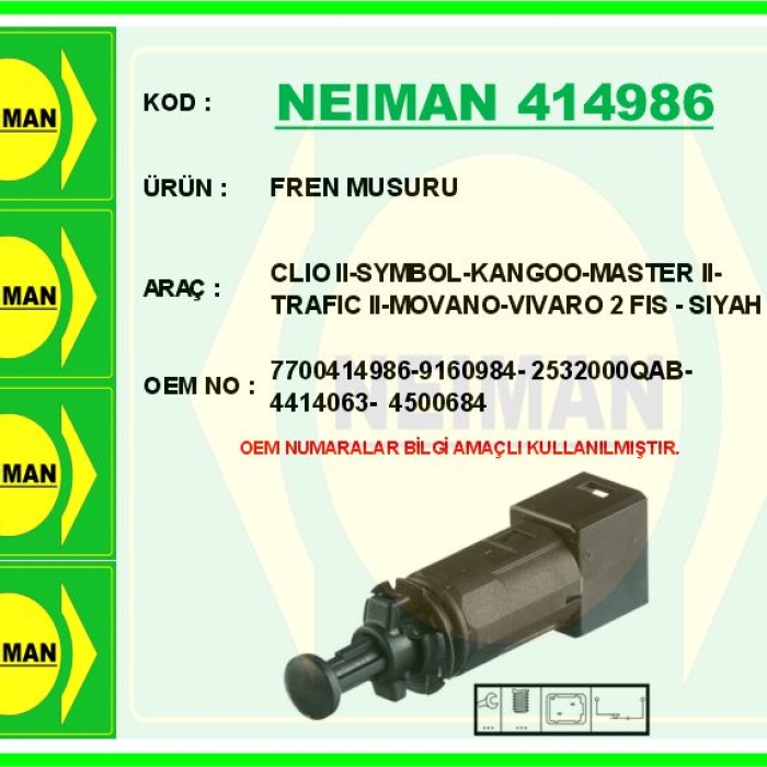 Fren Musuru Clıo Iı-Symbol-Kangoo-Master Iı-Trafıc Iı-Movano-Vıvaro 2 Fıs - Sıyah 7700414986-9160984-2532000QAB-44140