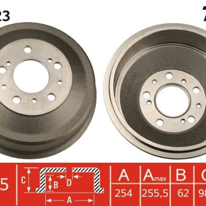 Arka Fren Kampanası Ducato-Boxer-Jumper 82-06 10Q-14Q-18Q 254X98 1313675080-4247.22-4449694