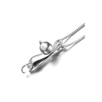 Gümüş Tiny Sevimli Kedi Kadın Kolye-parlak Sevgililer Günü Hediyelik