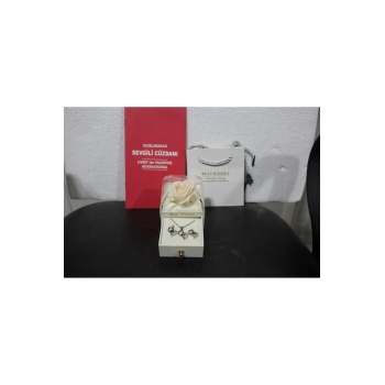 925 Ayar Gümüş Kalp İçinde Zirkon Taşlı Kolye Küpe Seti Sevgili Cüzdanı Sevgililer Günü Hediyelik