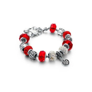 Avusturya Kristali Charmlı Gümüş Kaplama Kadın Bileklik 20 Cm