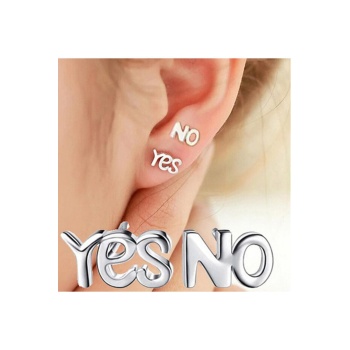 925 Ayar Yes Ve No Saplamalı Gümüş Küpe