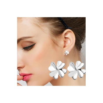 925 Ayar Yonca Tasarımlı Gümüş Küpe Hediyelik