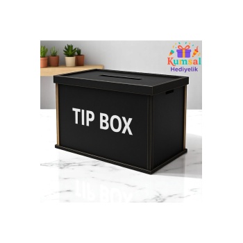 Ahşap Siyah Tip Box Kumbara Ve Bahşiş Kutusu Tipbox