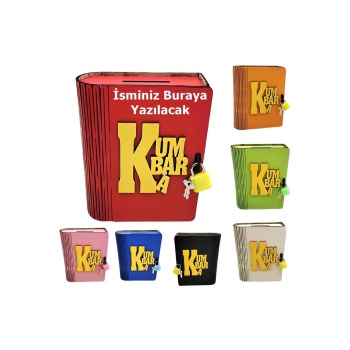 Ahşap Kitap Şeklinde Katlanır Kilitli Kumbara Çocuk Okul Mezuniyet Hediyelik