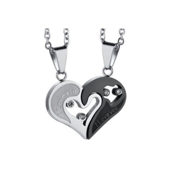 Sevgililer Için Paslanmaz Titanyum Seni Seviyorum Kolye - Siyah