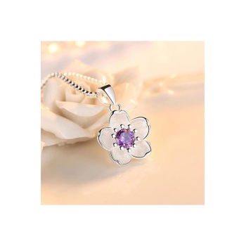 925 Ayar Taşlı Çiçek Kadın Gümüş Kolye Hediyelik